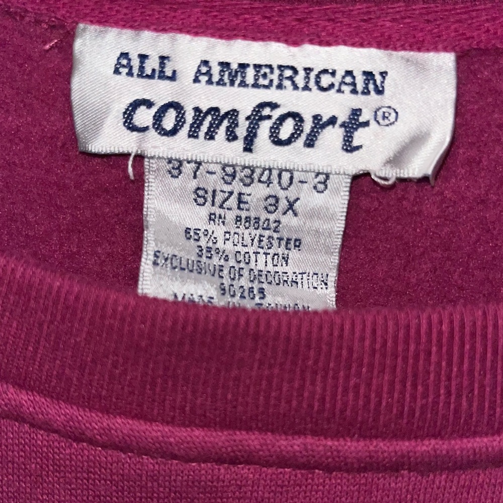 All American Comfort Long Sleeve Embroidered‎ Flowers Berry Sweatshirt 3X - Picture 4 of 11